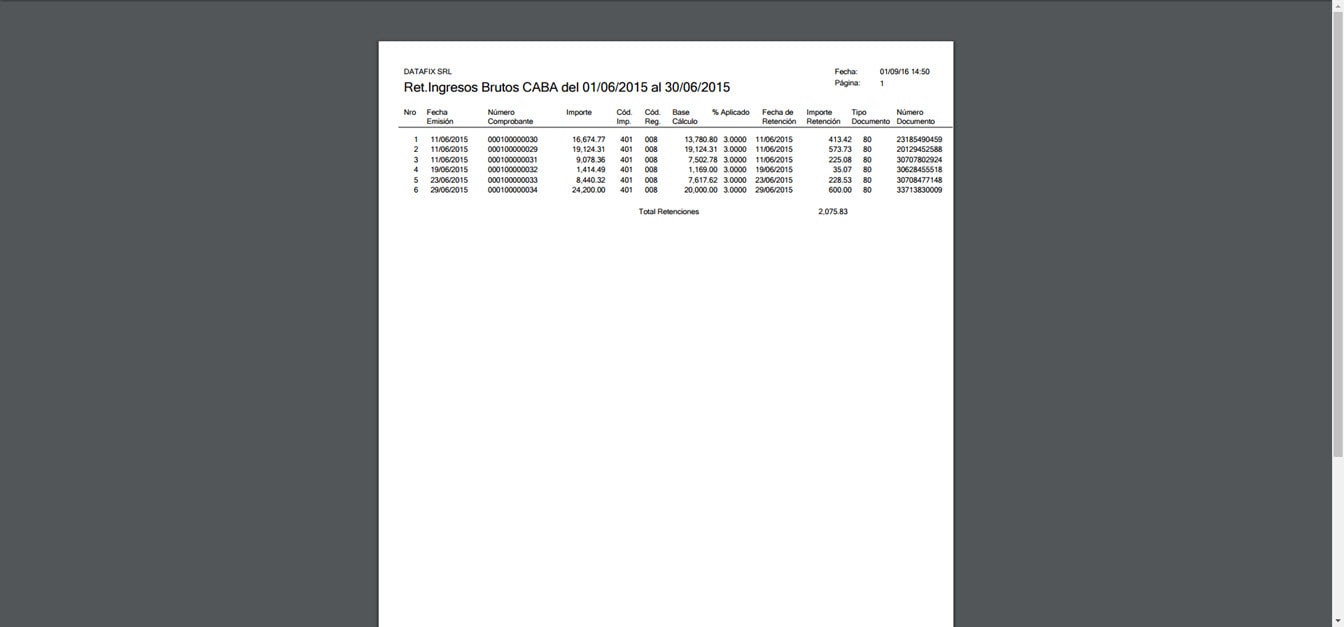 Impuestos - Informe Archivo Retencion IIBB